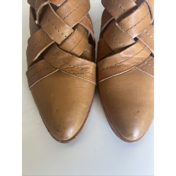 Frye Ray Huarache Tan Nude Woven Bootie Shootie Size 10 Western Boho Artsy - Picture 2 of 10